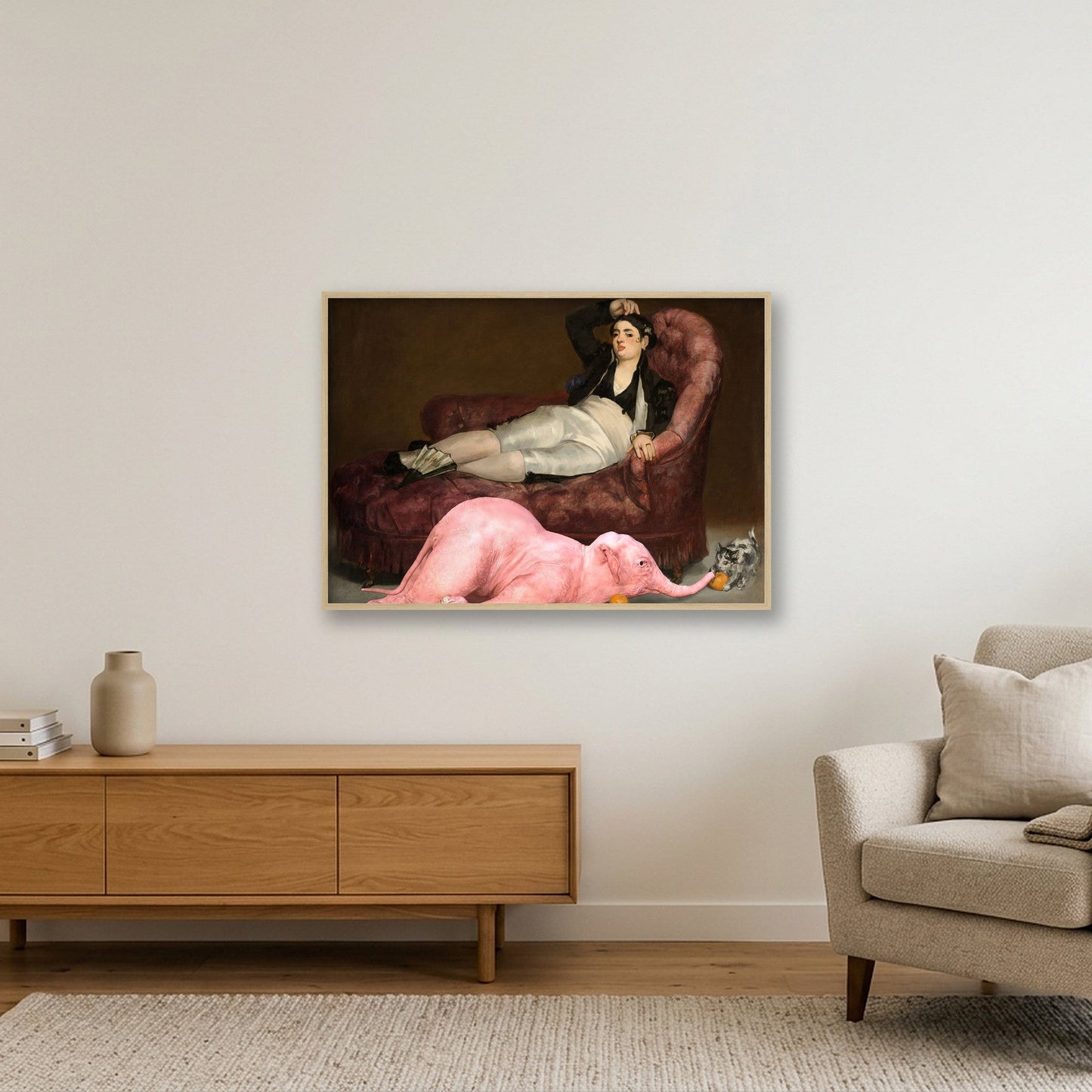 Dream On // Reclining Young Woman — 100×70cm, 39×28" Oak Frame