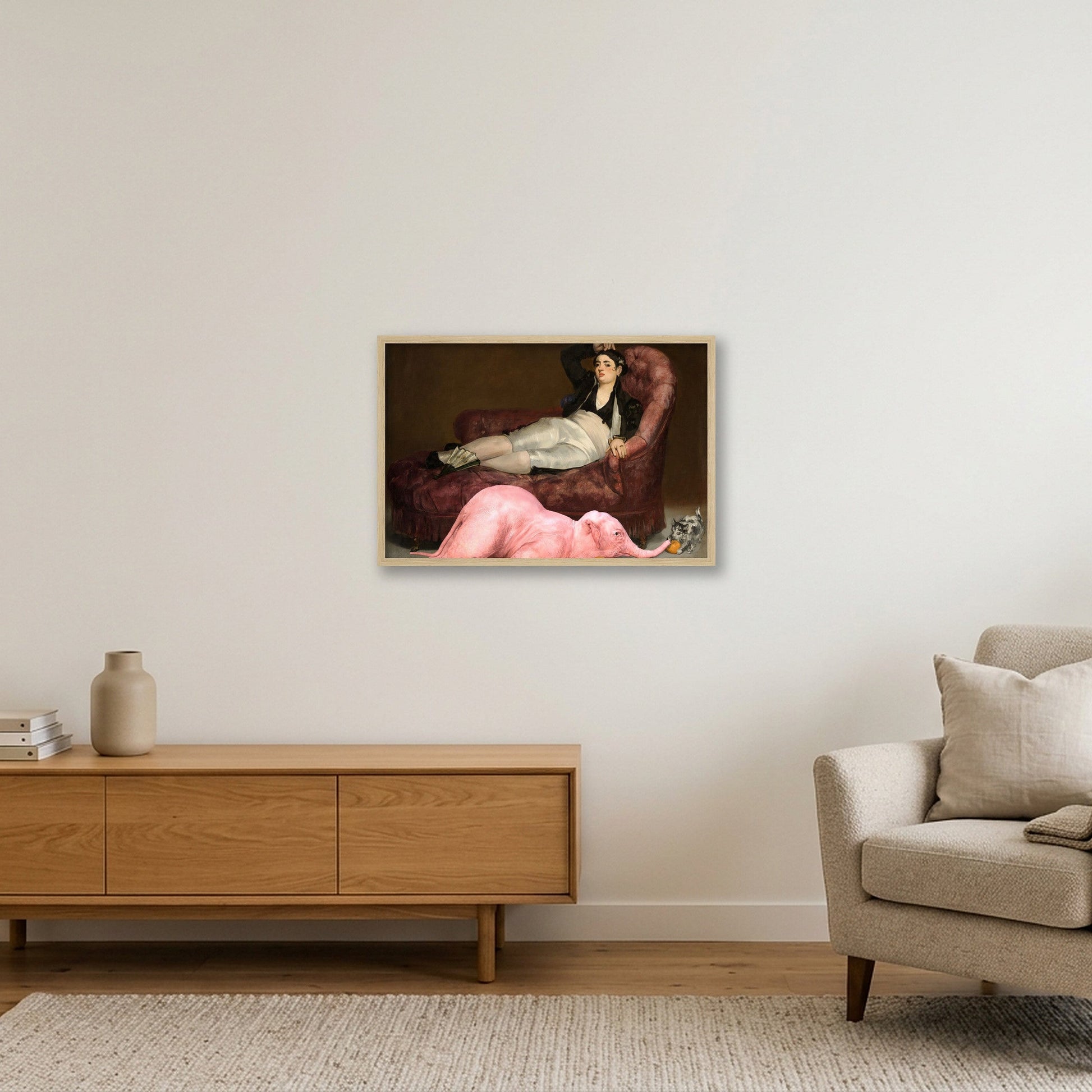 Dream On // Reclining Young Woman — 60×40cm, 24×16" Oak Frame