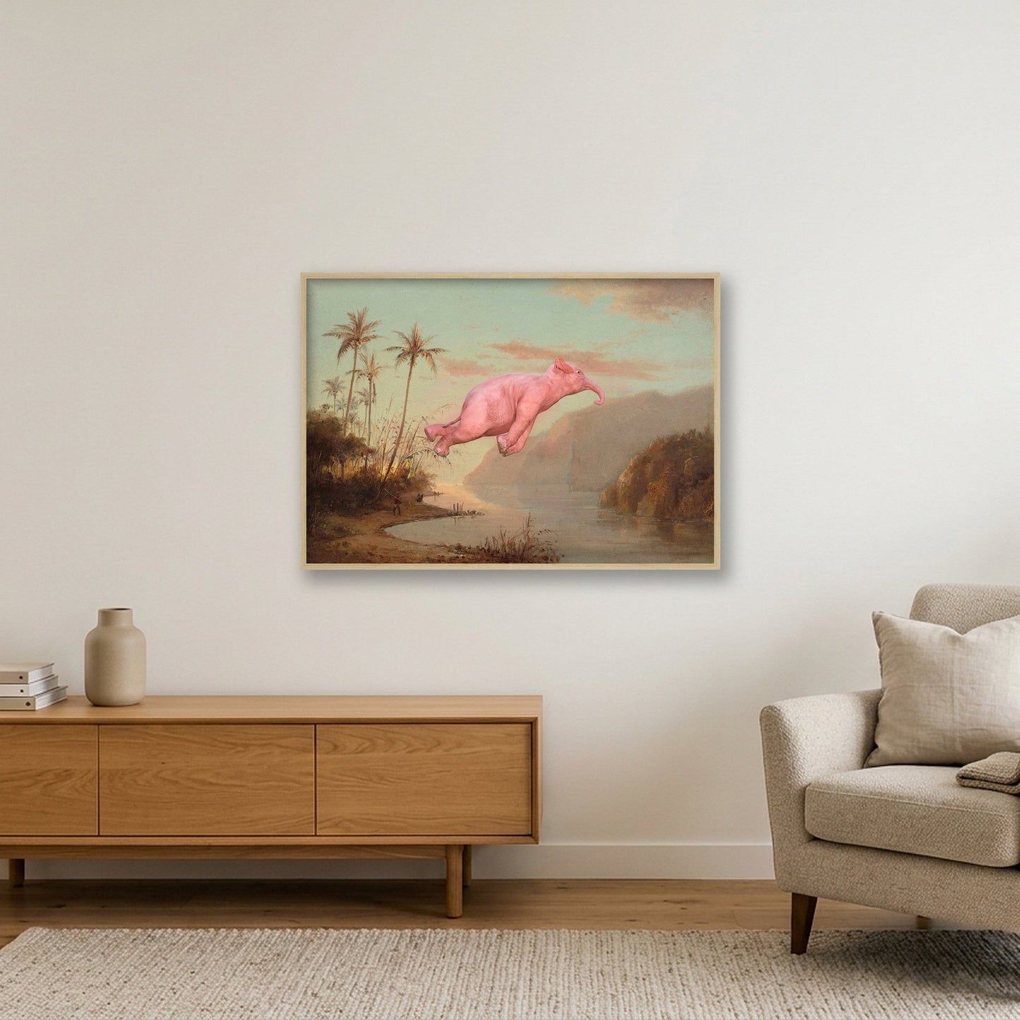 Dream On // Unknown Flying Object over a Creek in St.Thomas — 100×70cm, 39×28" Oak Frame
