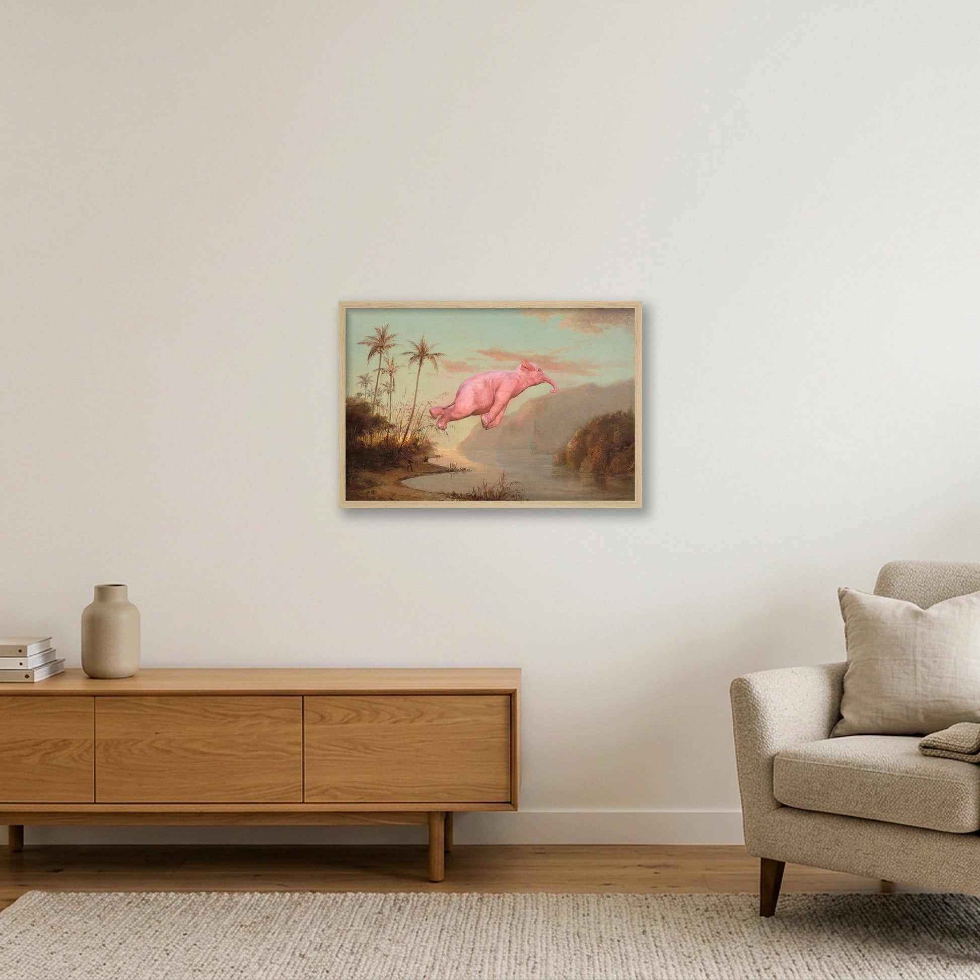 Dream On // Unknown Flying Object over a Creek in St.Thomas — 60×40cm, 24×16" Oak Frame