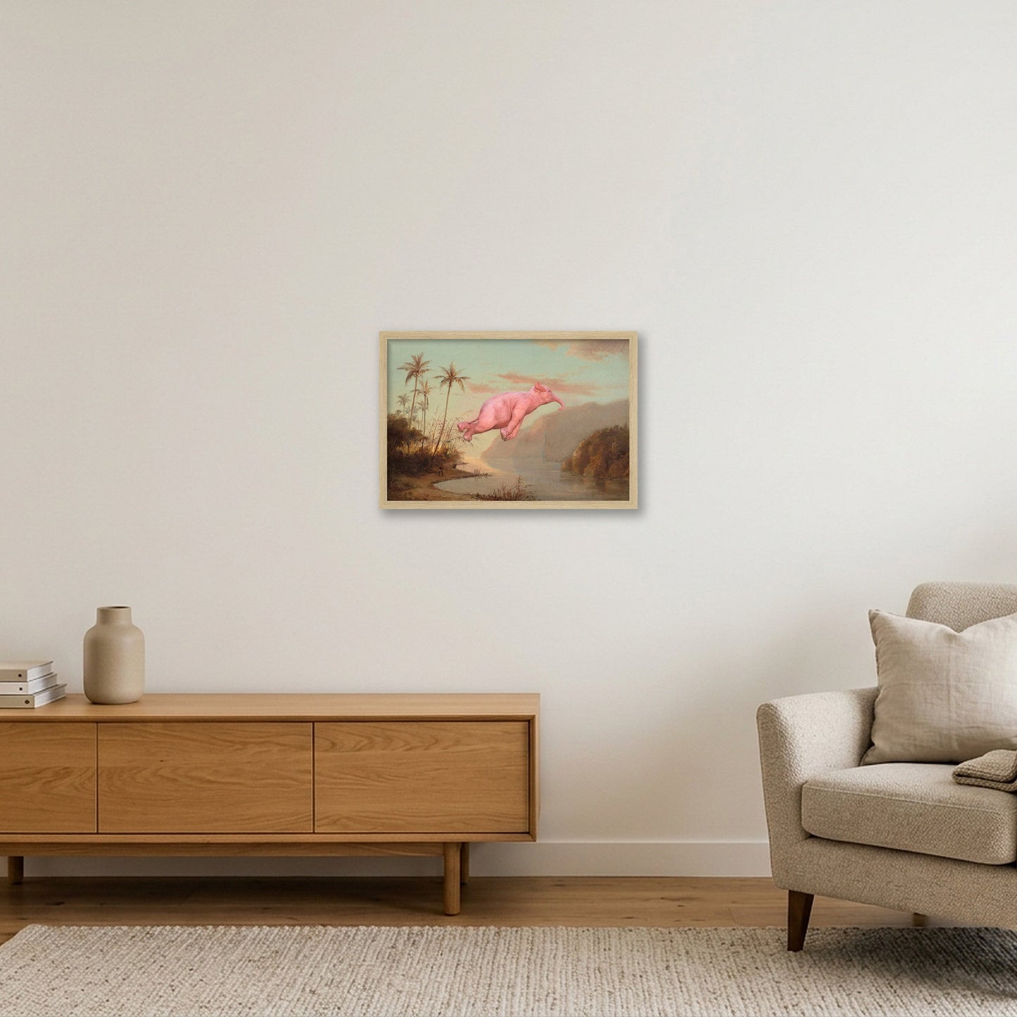 Dream On // Unknown Flying Object over a Creek in St.Thomas — 45×30cm, 18×12" Oak Frame