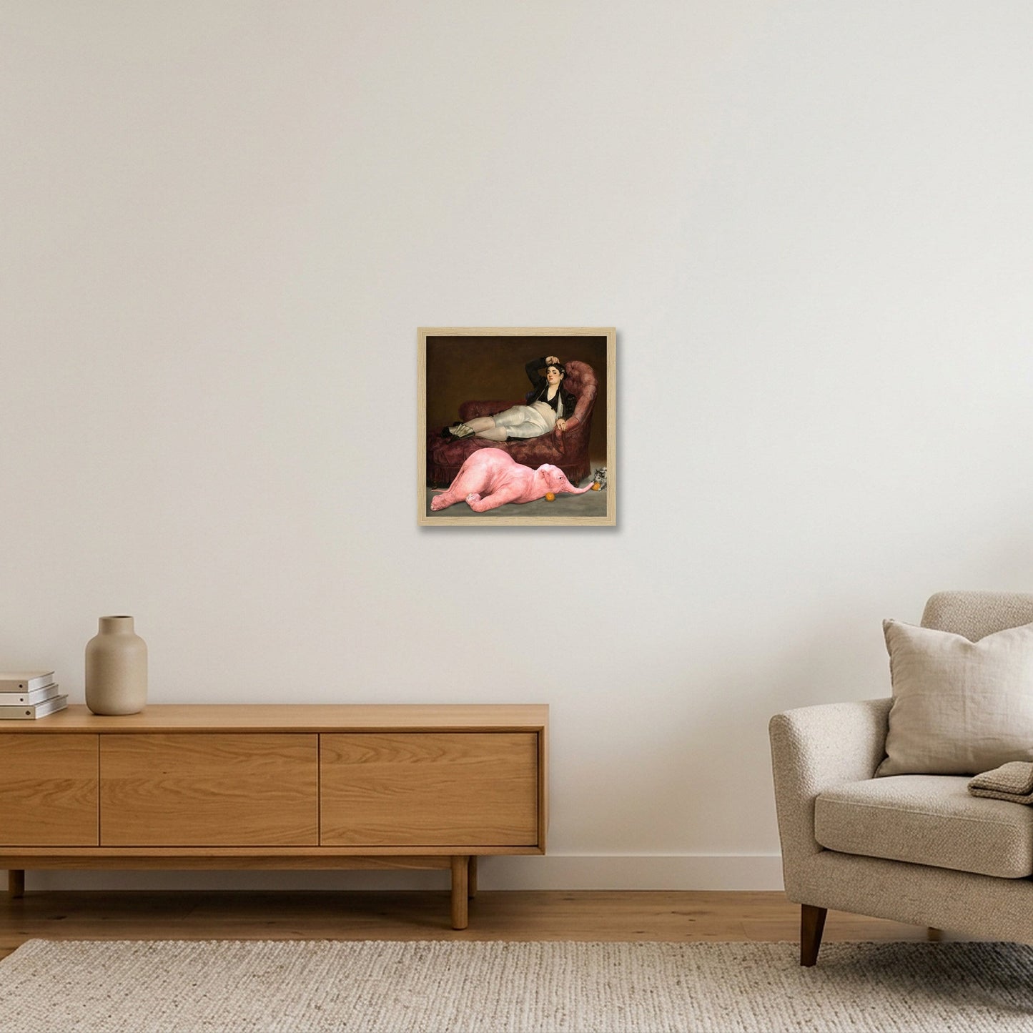 Dream On // Reclining Young Woman  — 30×30cm, 12×12" Oak Frame