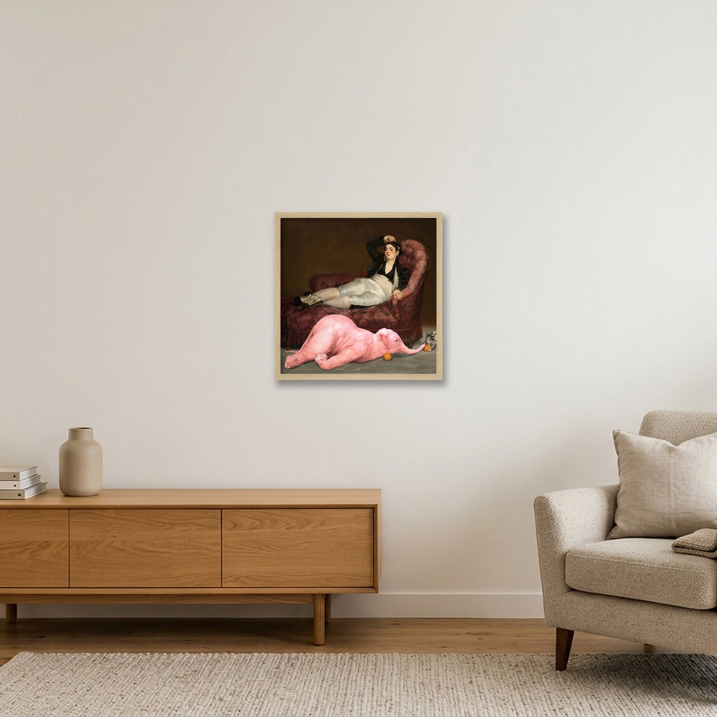 Dream On // Reclining Young Woman  — 40×40cm, 16×16" Oak Frame